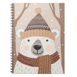 A polar bear in a knitted hat. notebook