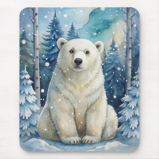 A Polar Bear in Winter Mouse Mat (Front)
