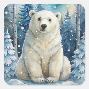A Polar Bear in Winter Square Sticker