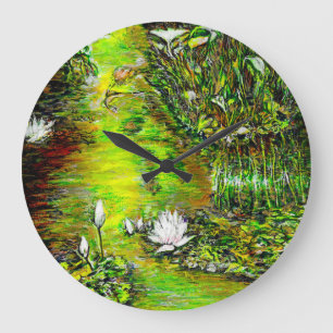 A Pond with Unpure Thoughts Large Clock