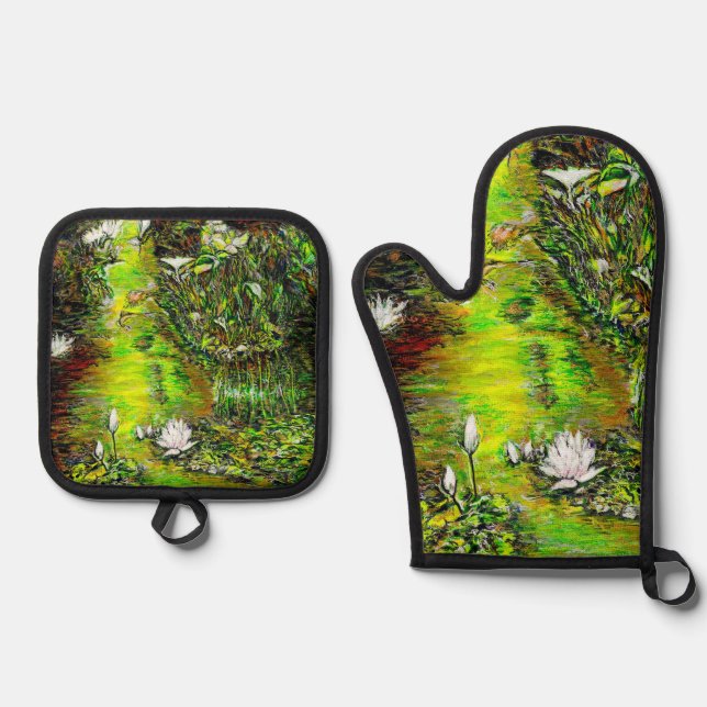 A Pond with Unpure Thoughts Oven Mitt & Pot Holder Set (Front)