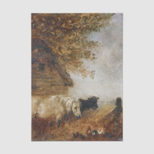 A Pony and a Cow by a Shed by Edmund Bristow Tissue Paper