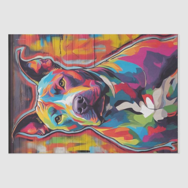  A Pop Art Pitbull Bright and Bold Decoupage  Tissue Paper (Front)