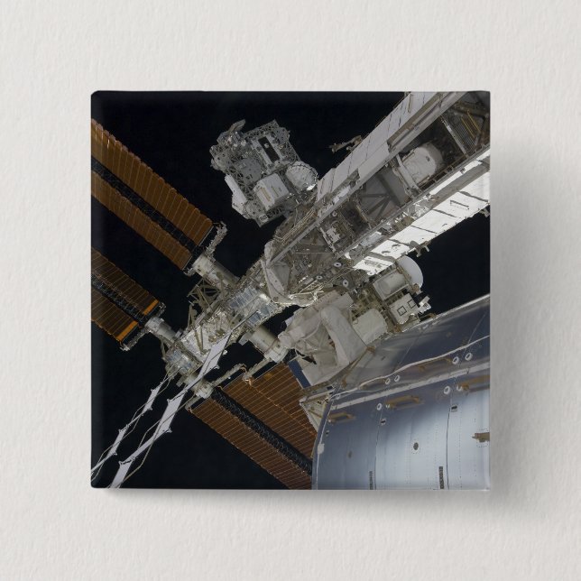 A portion of the International Space Station 3 15 Cm Square Badge (Front)