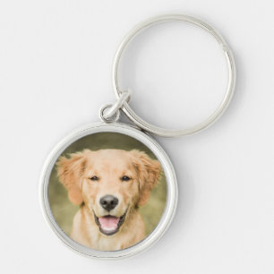 A Portrait Of A Golden Retriever Puppy Key Ring