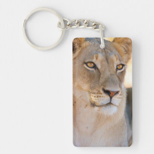 A portrait of a Lioness looking into the distance Key Ring