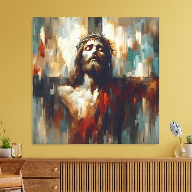 A Portrait of Jesus Christ's Endurance Canvas Print (Insitu(LivingRoom))