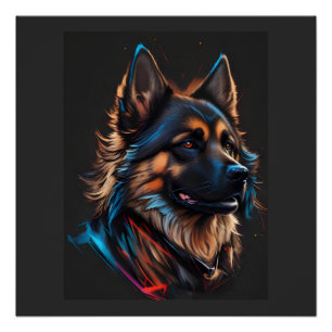 A portrait off an German shepherd dog Poster