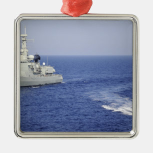 A Portuguese navy team in an inflatable boat Metal Tree Decoration