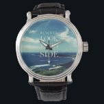 A Positive Outlook on Life / ©Seascape Watch<br><div class="desc">This design features a background of an original photographic work depicting a beautiful coastline with a blue sky and white clouds, accompanied by an inspiring message in the centre: "ALWAYS LOOK ON THE BRIGHT SIDE OF LIFE" in typographic art. This phrase conveys an optimistic attitude towards life - no matter...</div>