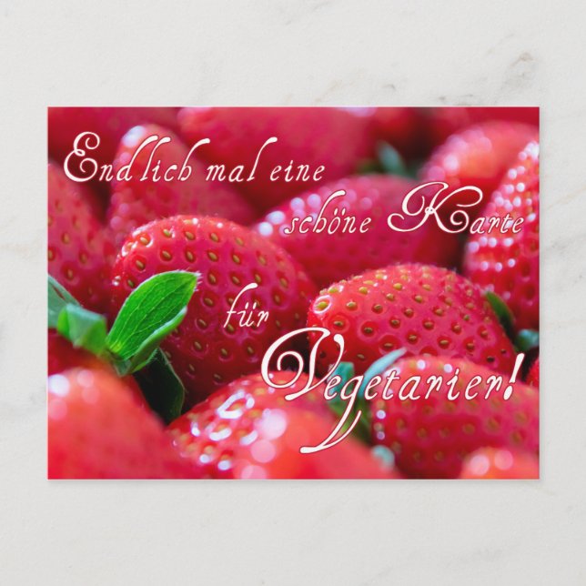 A postcard with strawberries for vegetarians! (Front)