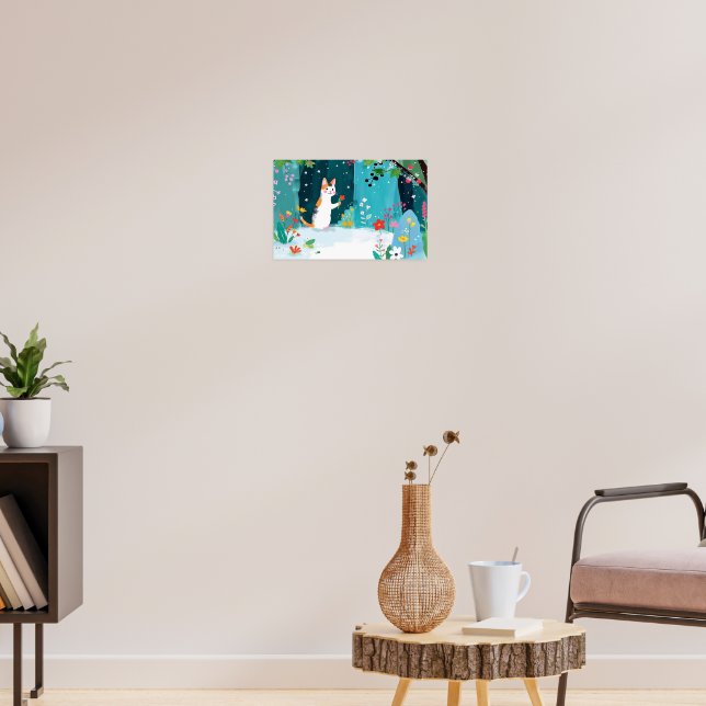 a poster of a cat with flowers (Living Room 3)