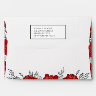 A Posy Of Red Roses Wedding 5x7 Invitation Suite Envelope