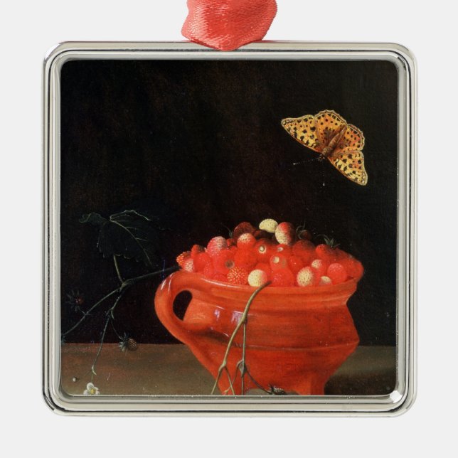A Pot of Wild Strawberries Metal Tree Decoration (Front)