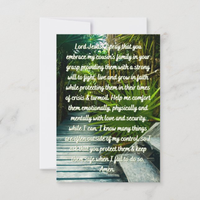 A Prayer For A Cousin's Family Flat Greeting Card (Front)