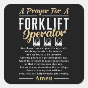 A Prayer For A Forklift Operator Forklift Driver Square Sticker
