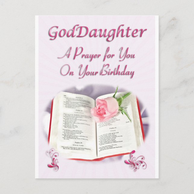 A prayer for a Goddaughter on her Birthday Postcard (Front)