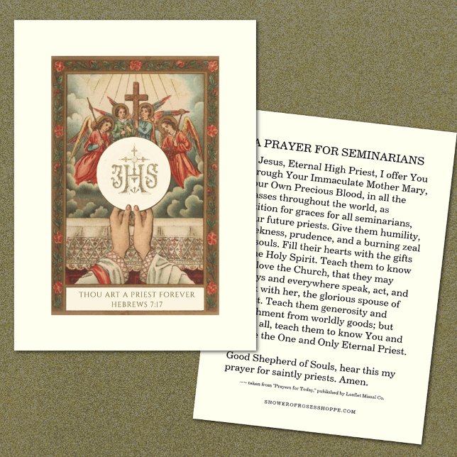 A PRAYER FOR CATHOLIC SEMINARIANS RELIGIOUS PLACE CARD (Creator Uploaded)