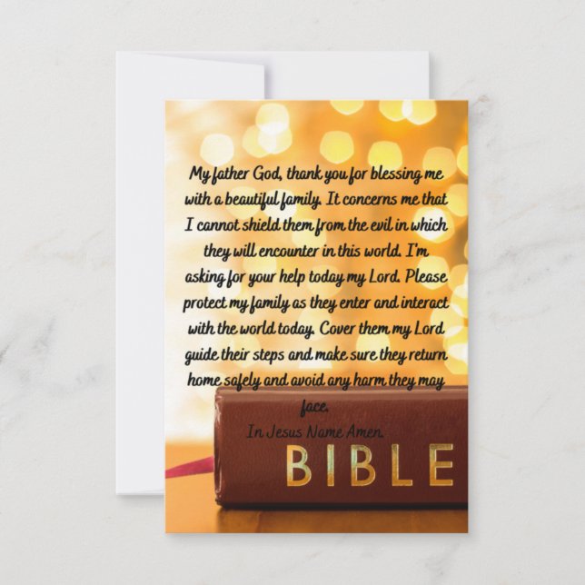 A Prayer For Family Protection Flat Greeting Card (Front)