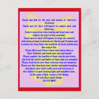 A Prayer For Our Soldiers Postcard