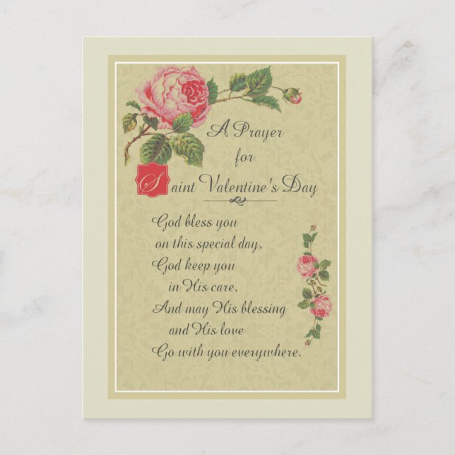 A Prayer for St. Valentines Day Holiday Postcard (Front)