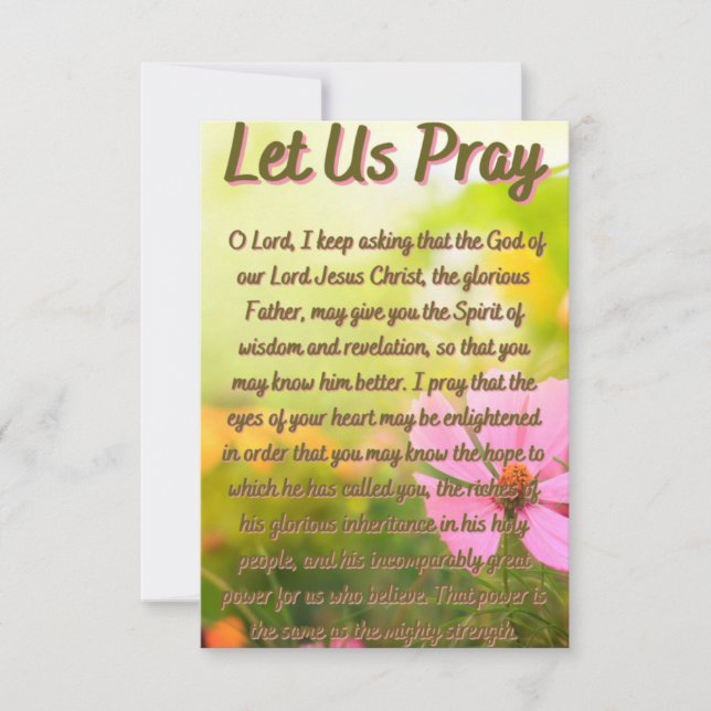 A Prayer For Wisdom & Revelation Flat Greeting Card (Front)