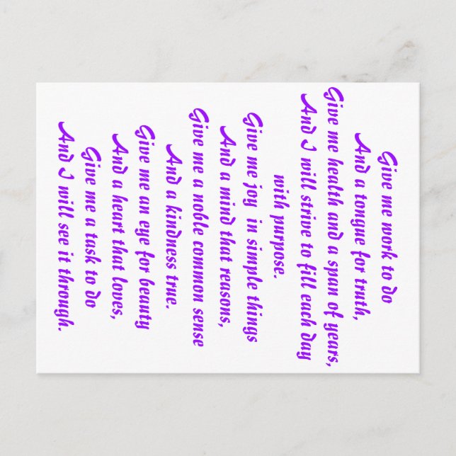 A prayer of hope postcard (Front)