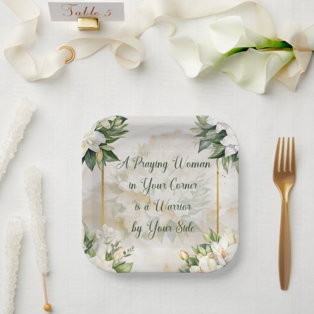 A Praying Woman (Cream) Paper Plate (Wedding)