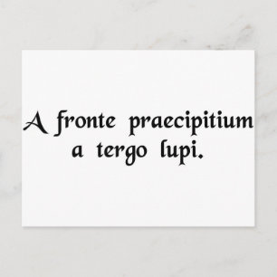 A precipice in front, wolves behind postcard