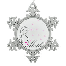 A pregnant mother-to-be with miniature pink hearts