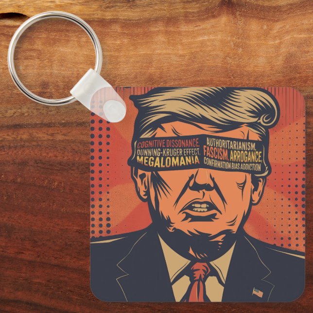 A president blindfolded by mental issues key ring (Front)