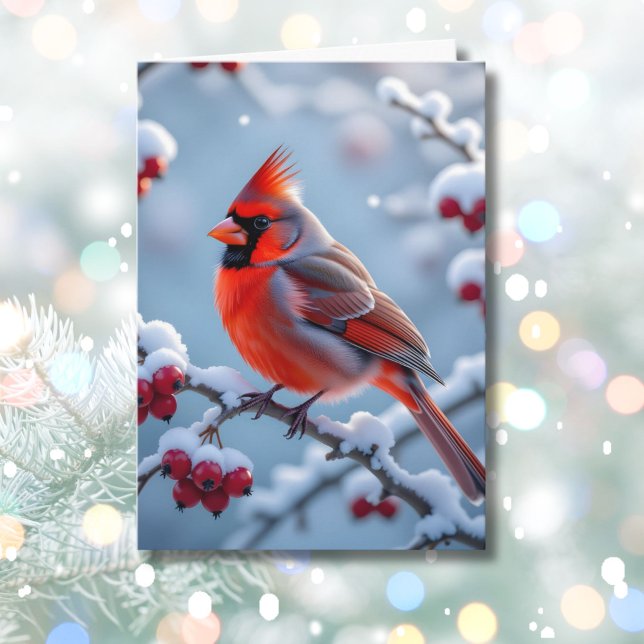 A Pretty Cardinal on a Snowy Branch Christmas Card (Creator Uploaded)