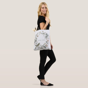 a pretty flower and a little bird tote bag