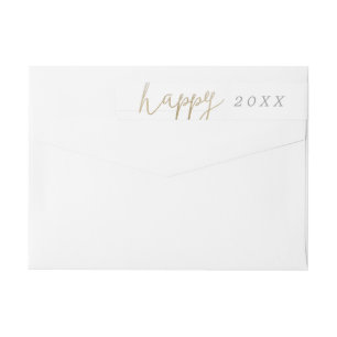 A Pretty Happy New Year Return Address Label