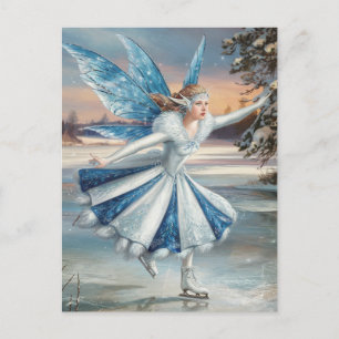 A pretty iceskating fairy postcard