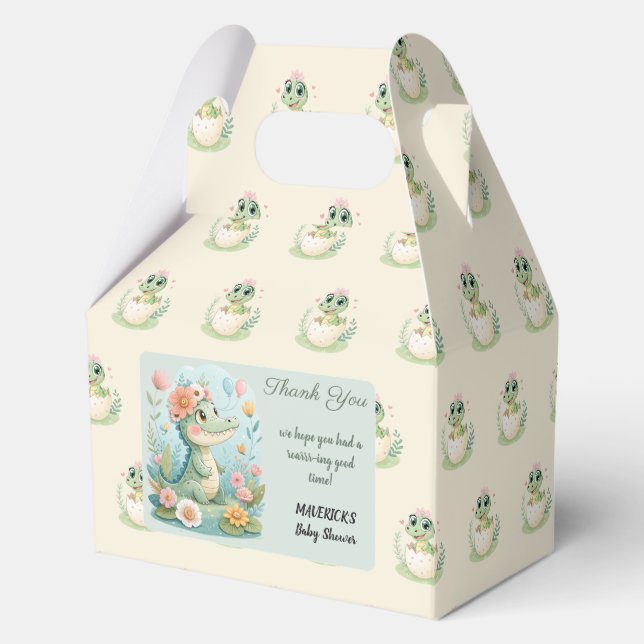 a pretty little Dinosaur Watercolor Hatching Soon Favour Box (Front)