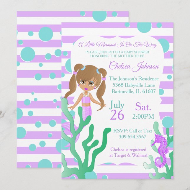 A Pretty little Mermaid Baby Shower 🤰 Invitation (Front/Back)
