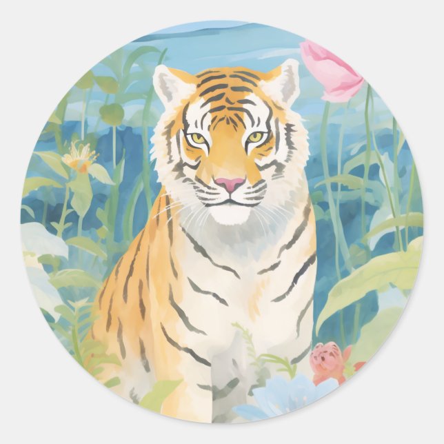 A Pretty Tiger Classic Round Sticker (Front)
