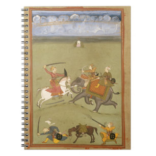 A Prince Fighting his Enemies on an Elephant, c.17 Notebook