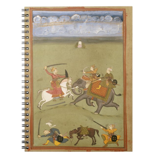 A Prince Fighting his Enemies on an Elephant, c.17 Notebook (Front)