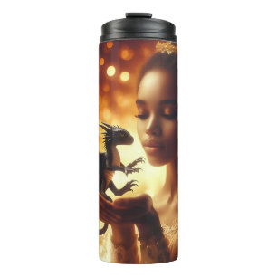 a princess and her baby dragon thermal tumbler