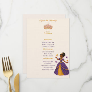A princess birthday Menu