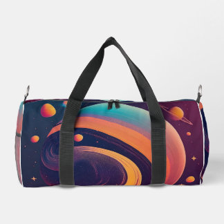 A Print Cut Sew Bag featuring a vibrant cosmic des