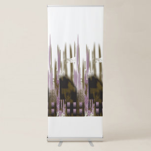 A pristine lake nestled among snow-capped mountain retractable banner