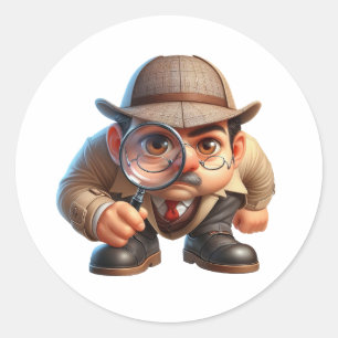 A Private Investigator searching for clues Classic Round Sticker