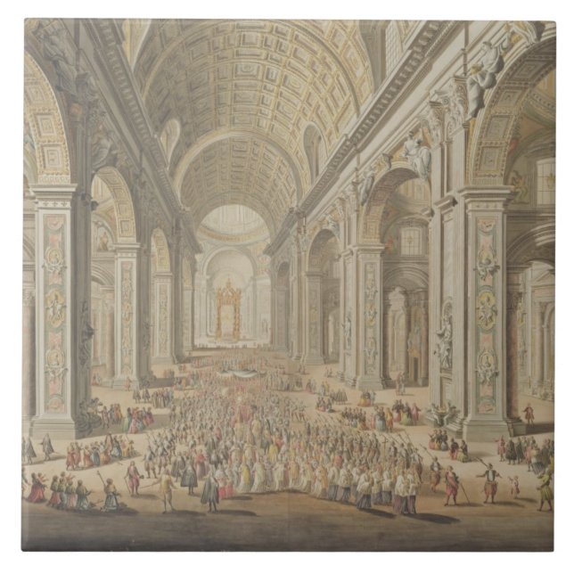 A Procession in St Peter's, Rome (w/c over an etch Tile (Front)
