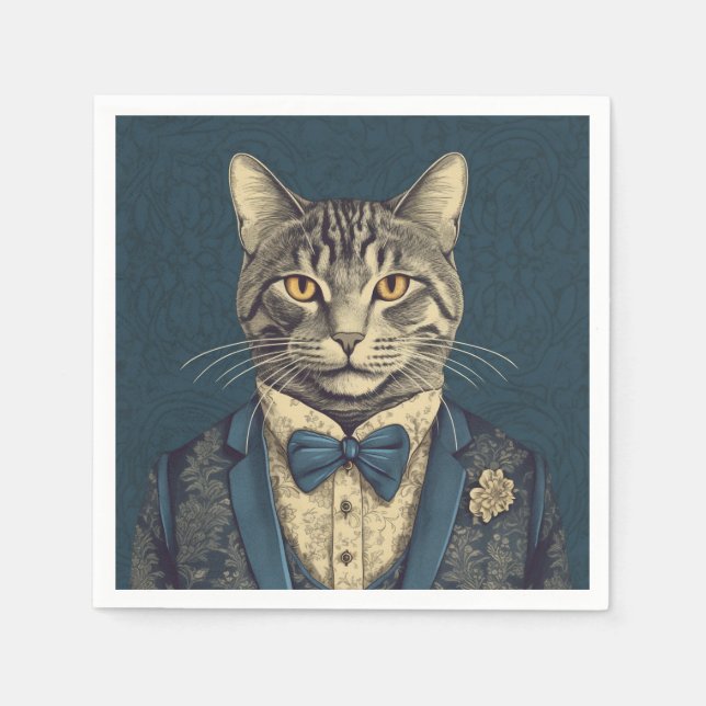 A Professional Business Cat in a Suit Cute Napkin (Front)