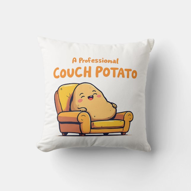 A Professional Couch Potato Funny Cute Cartoon Thr Cushion (Front)