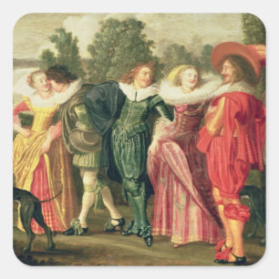 A Promenade in the Garden, c.1623 Square Sticker