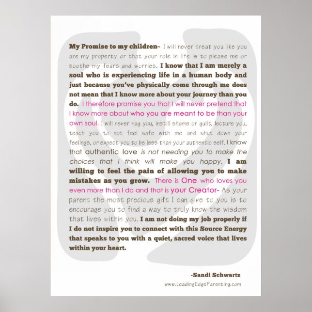 A promise to my child poster (Front)